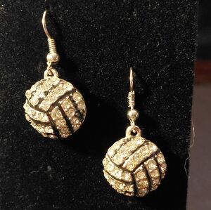 Elegant Silver Crystal Soccer Ball Earrings